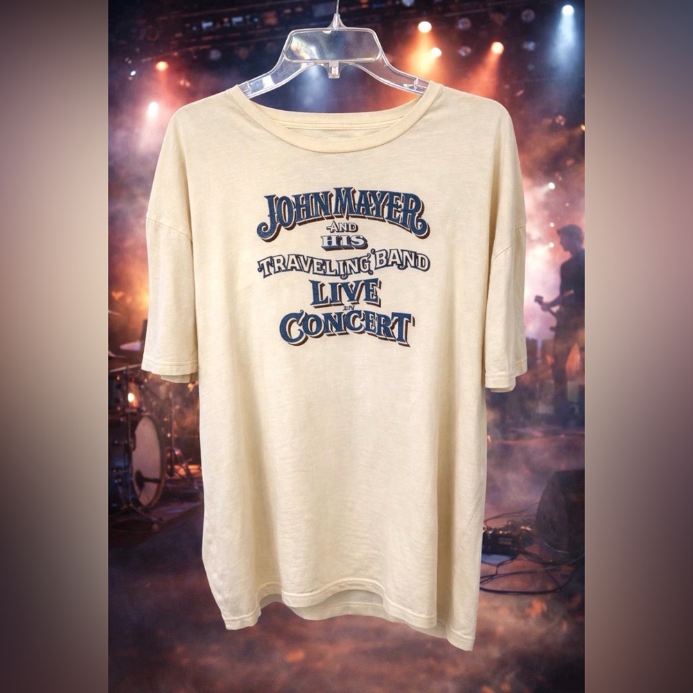 John Mayer Born And Raised World Tour Shirt 2013 XL Yellow Official Colorado Vtg